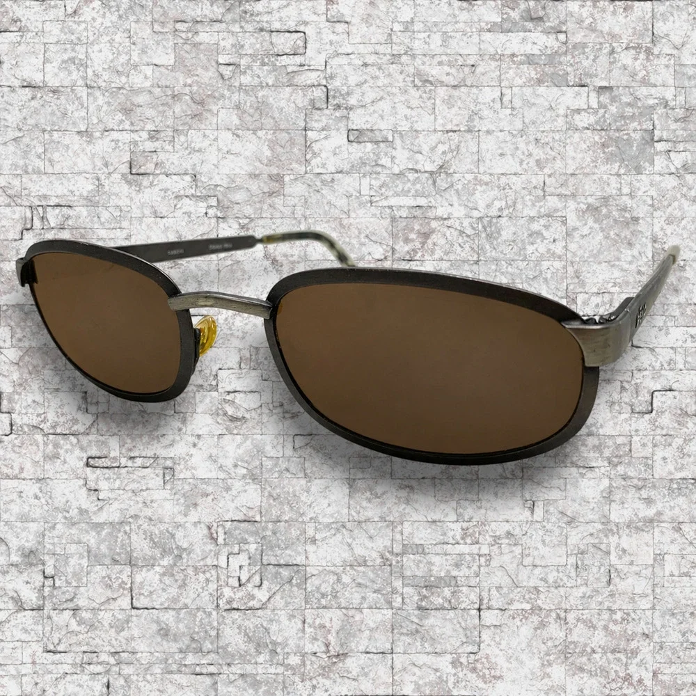 Vtg 90s Revo 1416/044 “City” Sunglasses Italy Gunmetal Brown Light Mirror Lenses